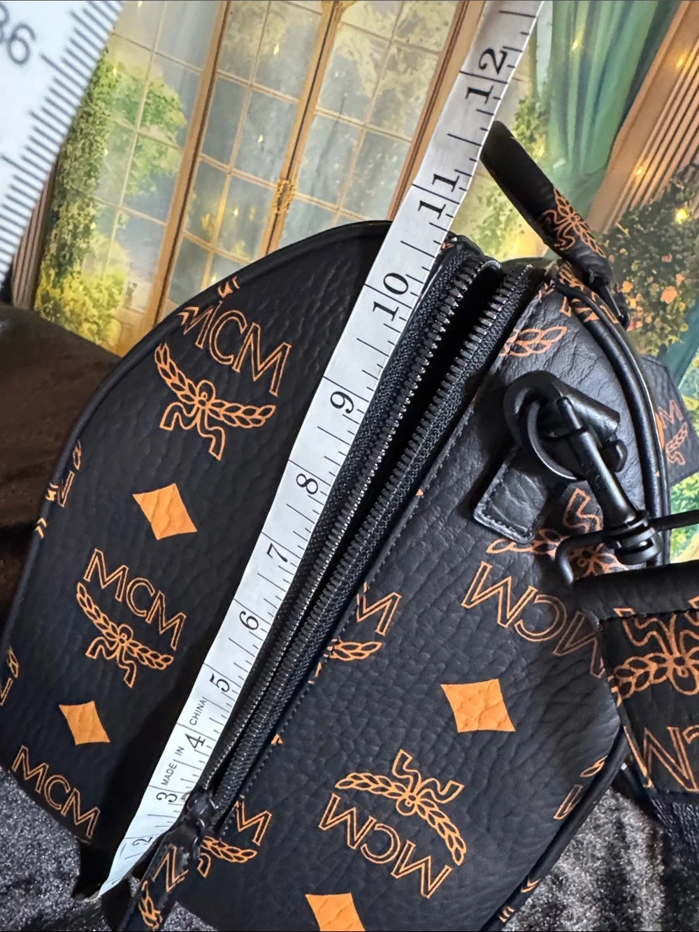 MCM Black Visetos Boston Duffel with Cognac Logo Ottomar Weekender
